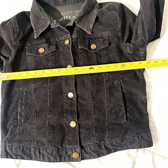 Gap 1969 Gray Distressed Corduroy Trucker Jacket Medium Flint Gray - Picture 8 of 9